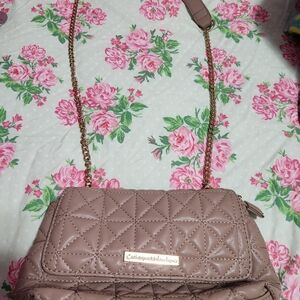 Catherine Malandrino Quilted Tan Crossbody Bag